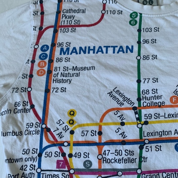 White Manhattan Subway Map Tshirt - Picture 2 of 4